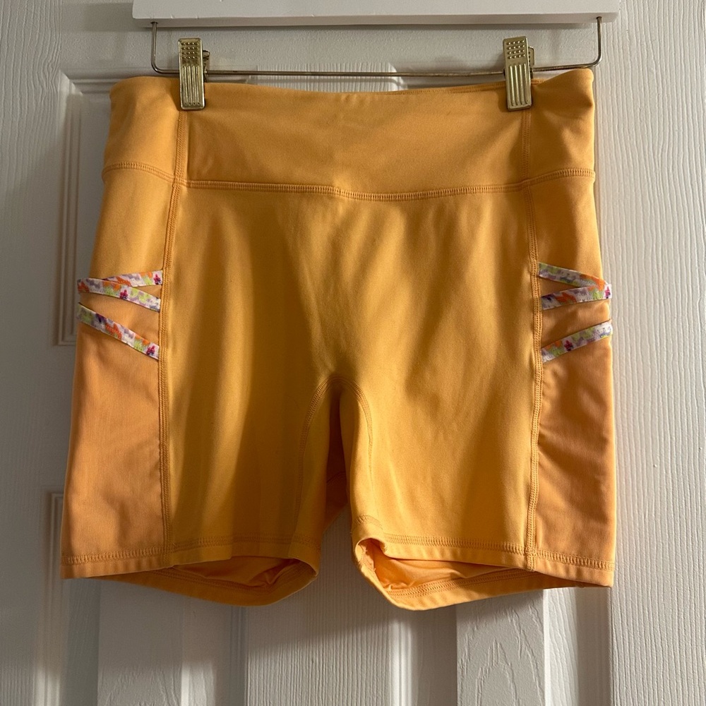 Fabletics Orange Trinity Motion 365 Athletic Shorts